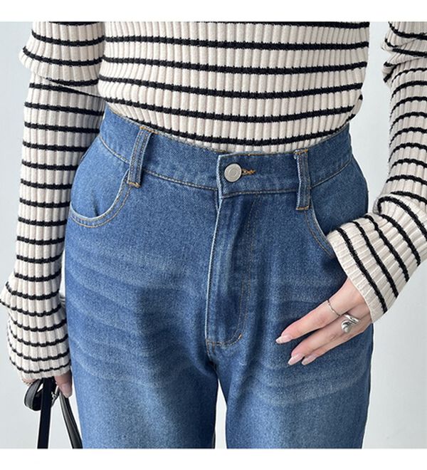 GeeRA（ジーラ）の「ワイドストレートロールアップデニムパンツ（フルレングスパンツ）」｜詳細画像