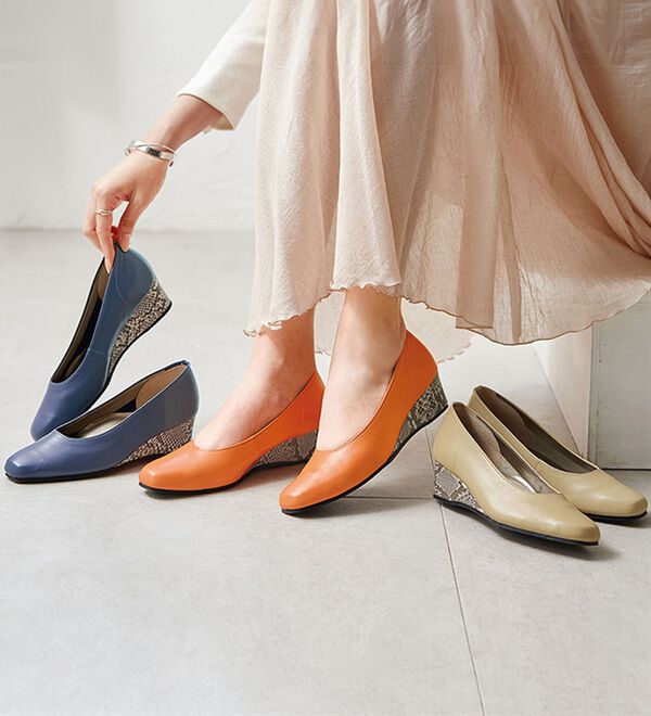 4E牛革お洒落ウェッジパンプス - ベルーナ【公式】