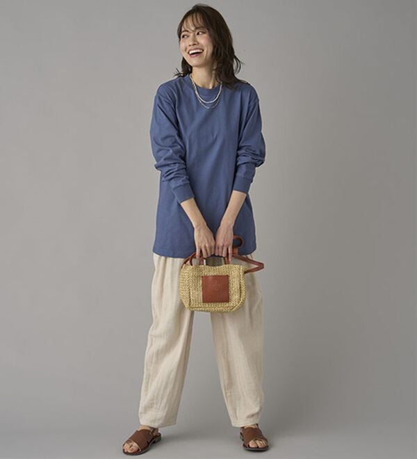 BELLUNA（ベルーナ）の「強撚綿１００％長袖プルオーバー（カットソー）」｜詳細画像