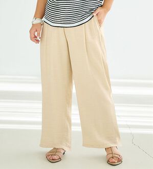 BELLUNA（ベルーナ）の「【小柄さん用】夏のきれいめコーデセミワイドパンツ（ワイドパンツ・ガウチョ）」｜ベージュ