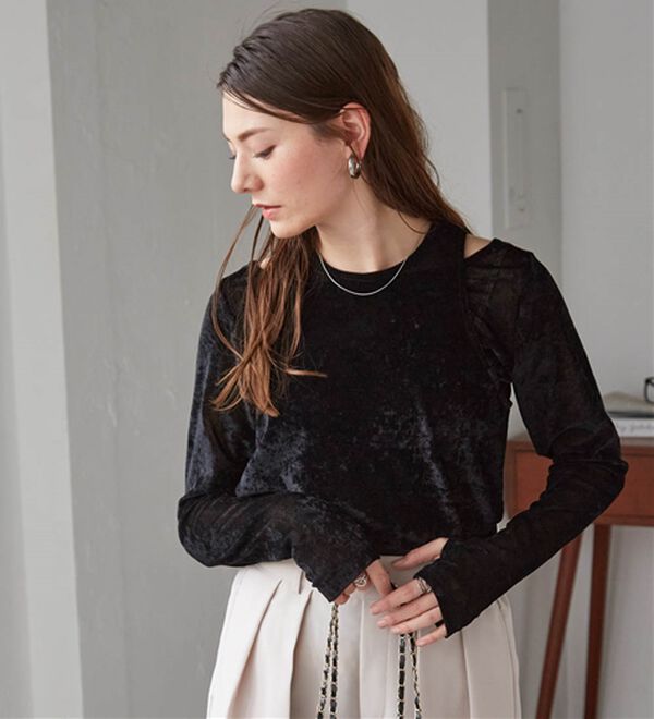 RANAN（ラナン）の「２ＷＡＹレイヤードシアーベロアトップス（カットソー）」｜詳細画像