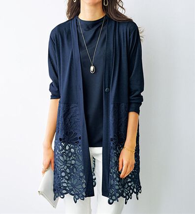 BELLUNA（ベルーナ）の「花柄レース切替カーディガンアンサンブル（アンサンブル）」