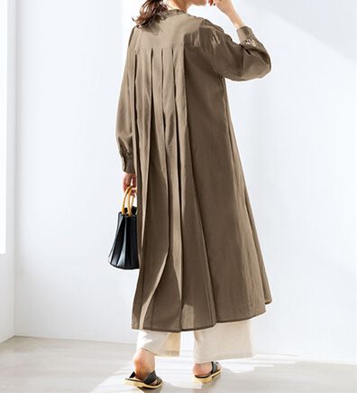BELLUNA（ベルーナ）の「綿１００％バックプリーツワンピース（シャツ）」