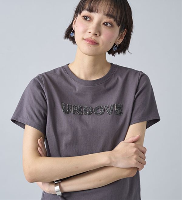 BELLUNA（ベルーナ）の「【UNDOVE】綿１００％ツイードロゴショート丈Ｔシャツ（Tシャツ）」｜詳細画像