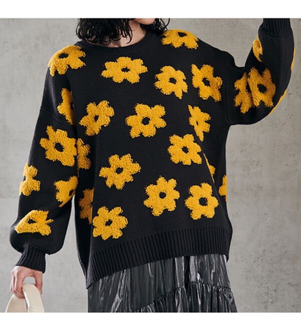 レオナール　花柄　ニット　ジャケット LEONARD セットアップ ジャケットスカート 花柄 レディース SIZE 9AR