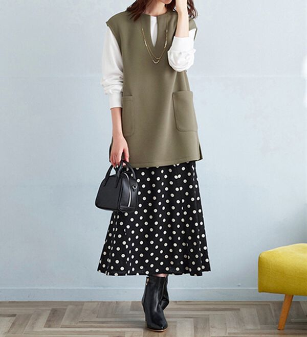 BELLUNA（ベルーナ）の「【2点セット】静電気防止インナー付ベストアンサンブル（アンサンブル）」｜詳細画像