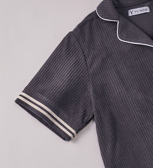 YU'NOW（ユナウ）の「【上下２点セット】ひんやりとろけるリブパイルシャツパジャマ（パジャマ・ルームウェア）」｜詳細画像