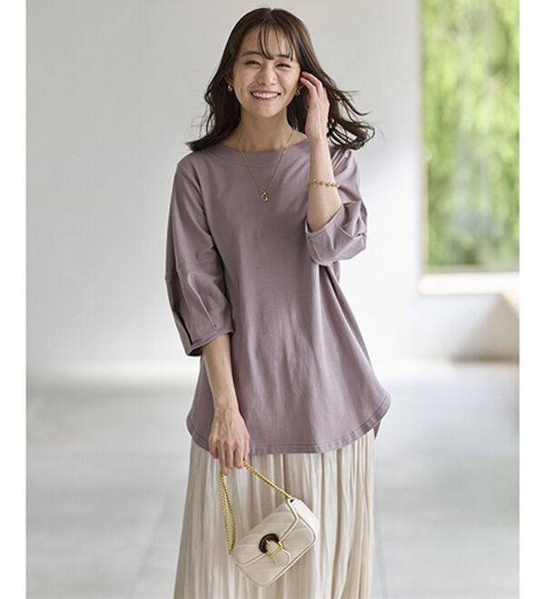 BELLUNA（ベルーナ）の「強撚綿１００％袖デザインプルオーバー（カットソー）」｜詳細画像