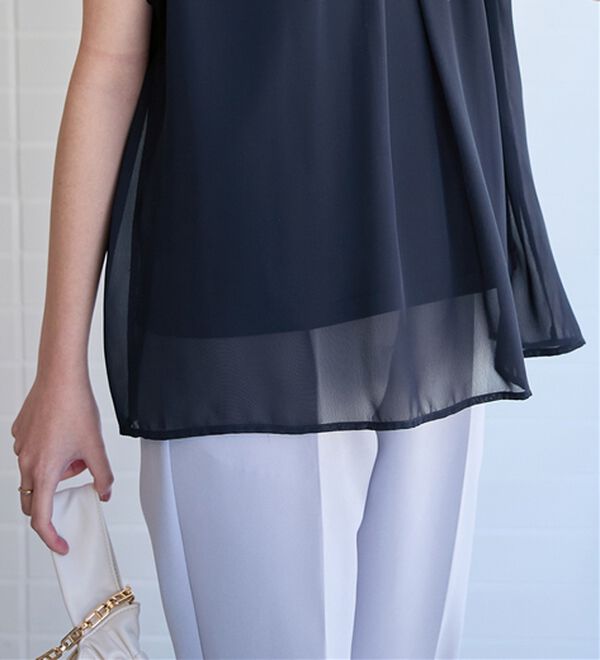 alotta（アロッタ）の「【接触冷感】機能付インナーシフォンブラウス（ブラウス）」｜詳細画像