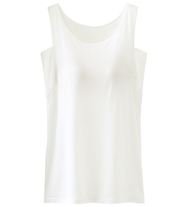 LAVIENNE（ラヴィエンヌ）の「【暑がりさん必見！】瞬間ひんやり冷感！カップ付タンクトップインナー＜さらりラボ＞（肌着・インナーウェア）」｜オフホワイト