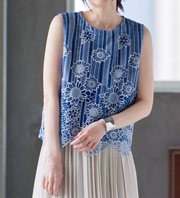 RANAN（ラナン）の「ひんやり！レース使いプルオーバー（ブラウス）」｜詳細画像