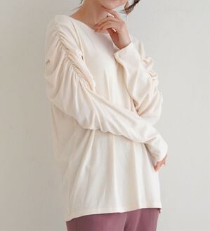 A HAPPY MARILYN（アハッピーマリリン）の「【Ｌ～６Ｌ】【ＭａｒｉｌｙｎＳｗｅｅｔ】体型別フェミニン パフスリーブカットソープルオーバー（カットソー）」｜オフホワイト