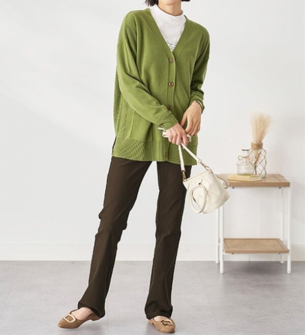 BELLUNA（ベルーナ）の「【選べる裏起毛】静電気防止！ヘリンボーンブーツカットパンツ（フルレングスパンツ）」｜詳細画像