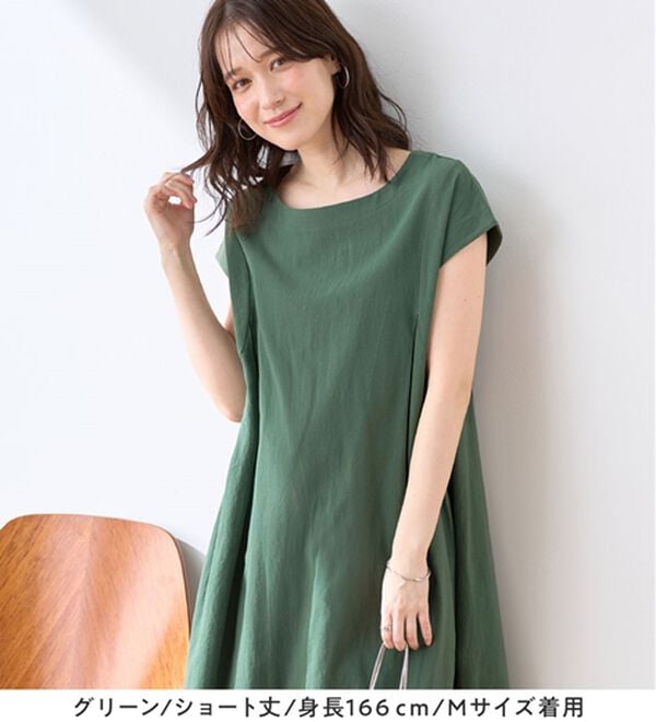 Viola e Viola（ヴィオラ エ ヴィオラ）の「【選べる２丈】綿１００％タック使いワンピース＜Ｓ～４Ｌ＞（チュニックワンピース）」｜詳細画像