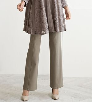 BELLUNA（ベルーナ）の「すっきり伸びる！ハイテンション美脚パンツ　ブーツカット（フルレングスパンツ）」｜グレージュ