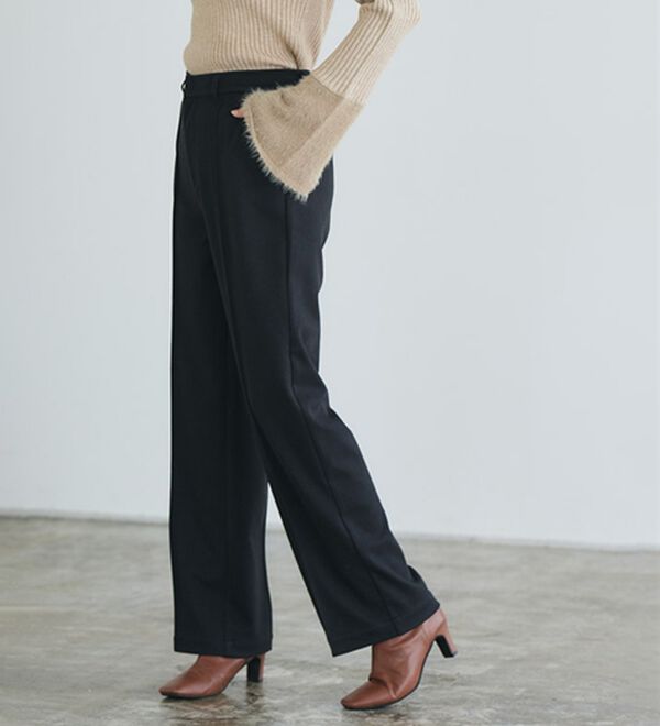 Pierrot（ピエロ）の「カシミヤタッチセミルーズストレートパンツ（フルレングスパンツ）」｜詳細画像
