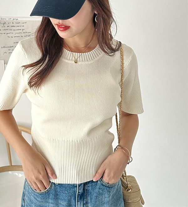 GeeRA（ジーラ）の「編地切替ニットトップス（ニット・セーター）」｜詳細画像