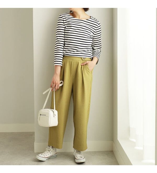 BELLUNA（ベルーナ）の「麻調合繊ボタン使いワイドパンツ（ワイドパンツ・ガウチョ）」｜詳細画像