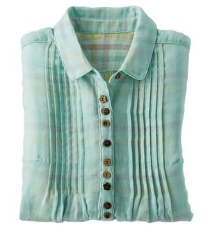 BELLUNA（ベルーナ）の「綿１００％ダブルガーゼブラウス（ブラウス）」｜セージ