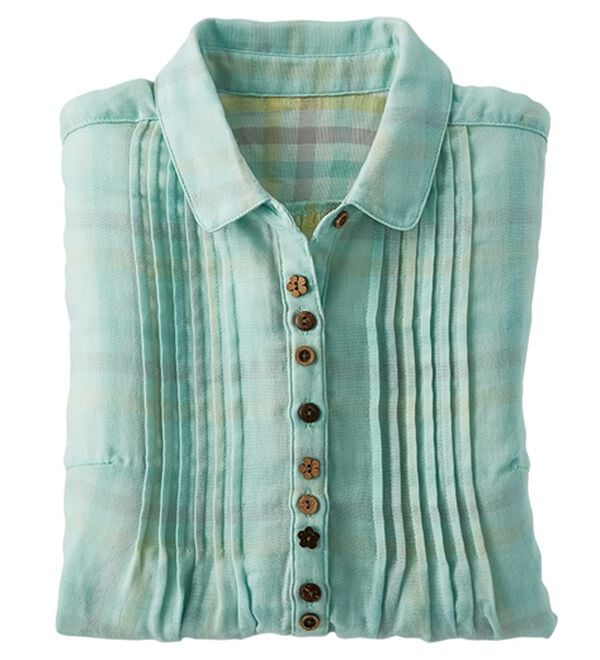 BELLUNA（ベルーナ）の「綿１００％ダブルガーゼブラウス（ブラウス）」｜セージ