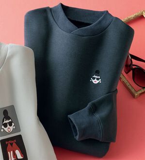 ルフラン（ルフラン）の「【ＨＡＰＰＹＦＡＣＥ】裏起毛トレーナー（トレーナー・スウェット）」｜チャコール