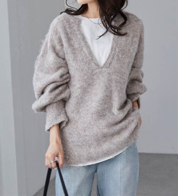 RANAN（ラナン）の「ディープキーネックシャギーニット（ニット・セーター）」｜詳細画像