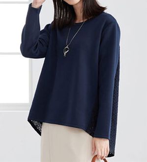 BELLUNA（ベルーナ）の「【Ｌａｇｒｉｌｕａ】バックレース使い上品見えプルオーバー（カットソー）」｜ネイビー