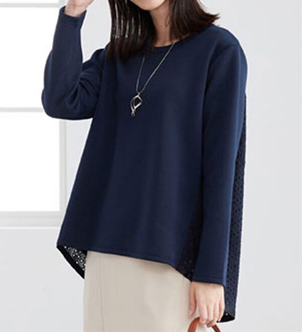 BELLUNA（ベルーナ）の「【Ｌａｇｒｉｌｕａ】バックレース使い上品見えプルオーバー（カットソー）」｜ネイビー