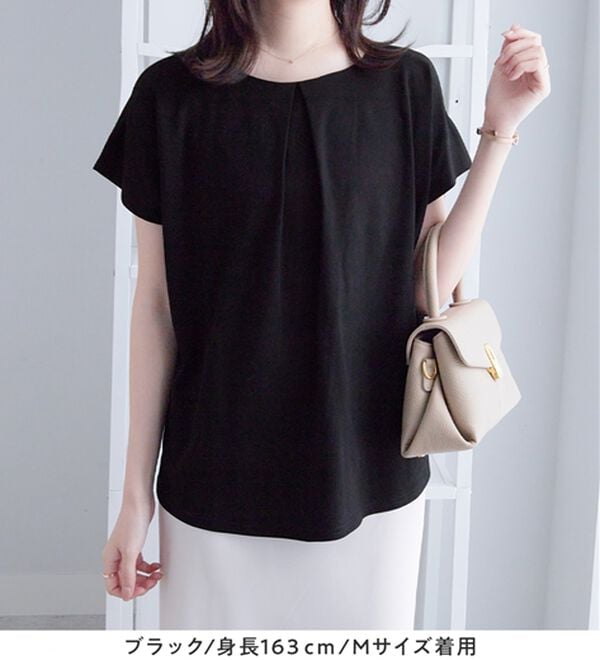 alotta（アロッタ）の「ひんやりタックデザインＴシャツ（カットソー）」｜詳細画像