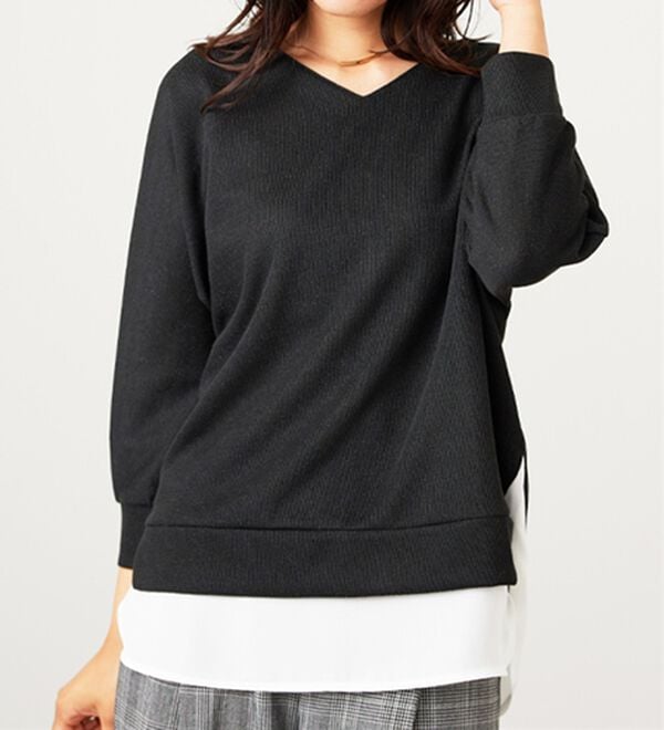 BELLUNA（ベルーナ）の「ラメ調レイヤード風プルオーバー（カットソー）」｜詳細画像