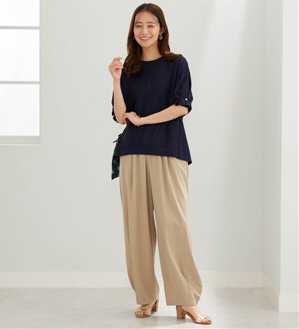 BELLUNA（ベルーナ）の「【接触冷感】涼感素材袖パールデザインプルオーバー（カットソー）」｜詳細画像