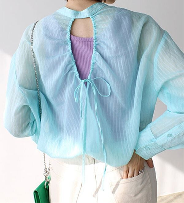 GeeRA（ジーラ）の「シアー素材ストライプマルチウェイシャツ（シャツ）」｜詳細画像