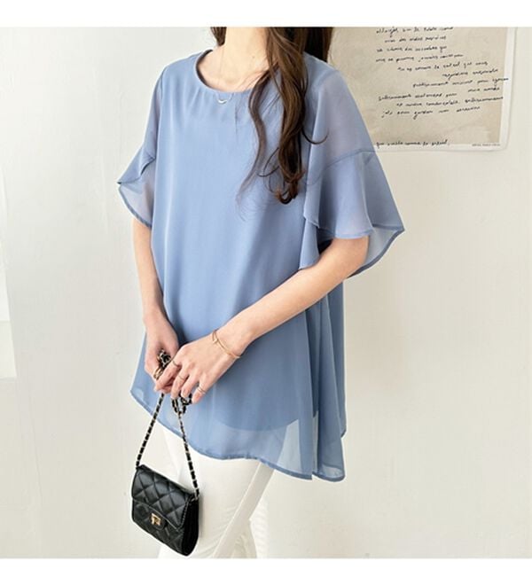 専用エンフォルド　レイヤードチュニック　トップス 接触冷感】異素材シフォンレイヤードチュニック - ベルーナ【公式】