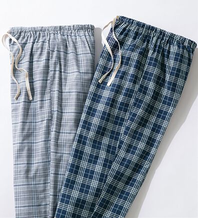 「【２本組】日本製ひんやり綿１００％播州織パジャマパンツ（メンズルームウェア）」