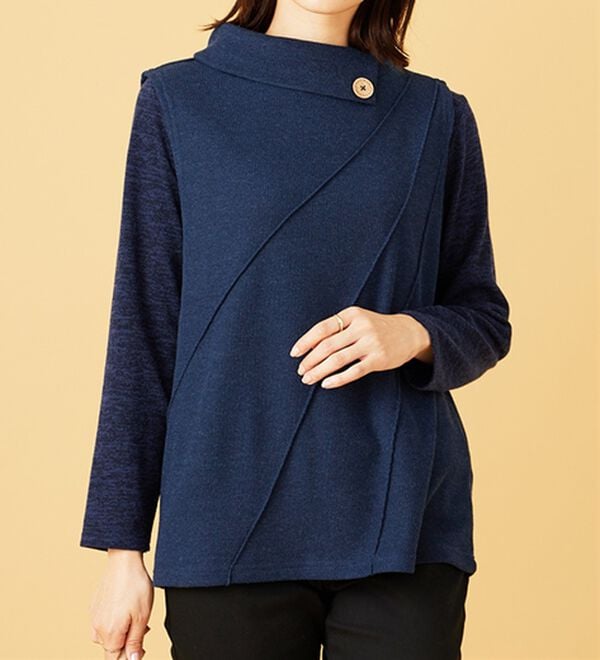 BELLUNA（ベルーナ）の「【2点セット】裏起毛素材衿デザインアンサンブル（アンサンブル）」｜詳細画像