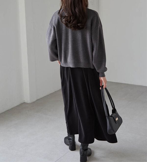 RANAN（ラナン）の「畦ニットカーデ&times;ベロアキャミワンピ（ロングワンピース）」｜詳細画像