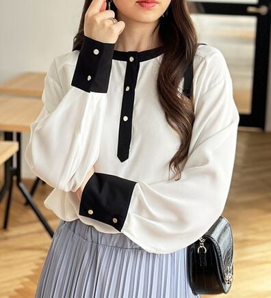 GeeRA（ジーラ）の「前後２ＷＡＹ配色デザインブラウス（ブラウス）」