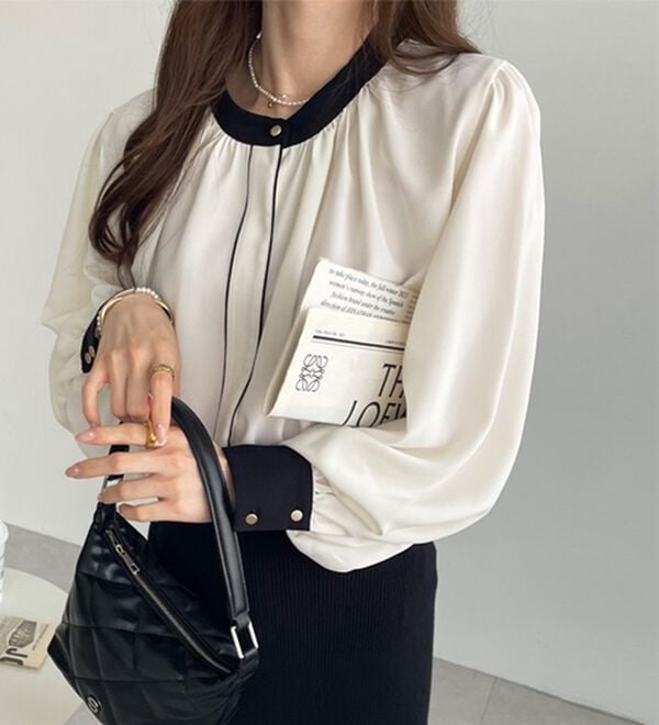 GeeRA（ジーラ）の「前後２ＷＡＹバイカラーブラウス（ブラウス）」｜詳細画像