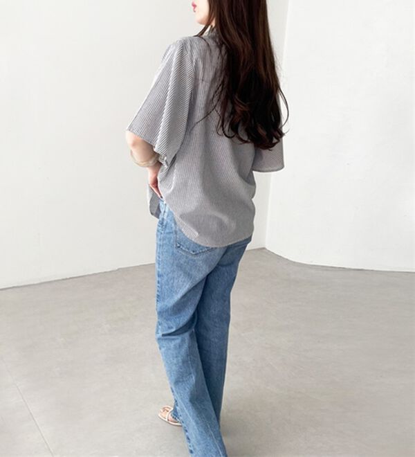 GeeRA（ジーラ）の「フレアー袖バンドカラーブラウス（ブラウス）」｜詳細画像