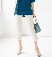 BELLUNA（ベルーナ）の「美脚ストレッチ裾リボンクロップドパンツ（クロップドパンツ）」