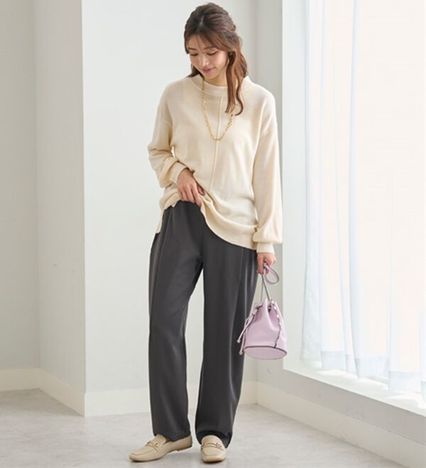 BELLUNA（ベルーナ）の「シュッと体型カバー！ワイドテーパード美脚パンツ（フルレングスパンツ）」｜詳細画像