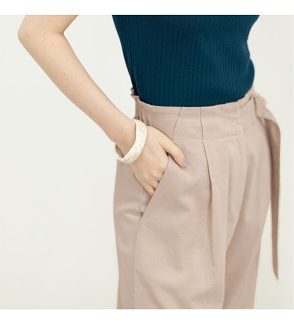 GeeRA（ジーラ）の「リネンライクベルト付ワイドパンツ（ワイドパンツ・ガウチョ）」｜詳細画像