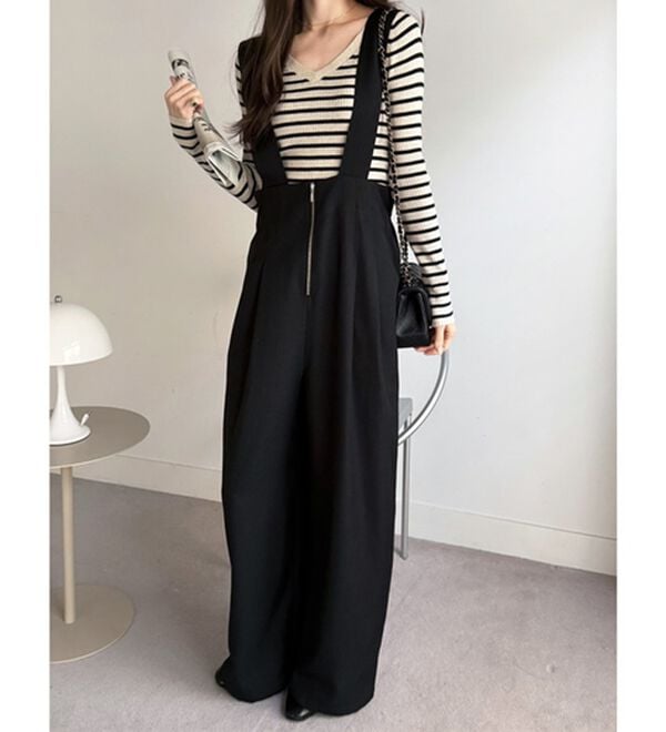 GeeRA（ジーラ）の「フロントジップハイウエストサロペット（オールインワン）」｜詳細画像