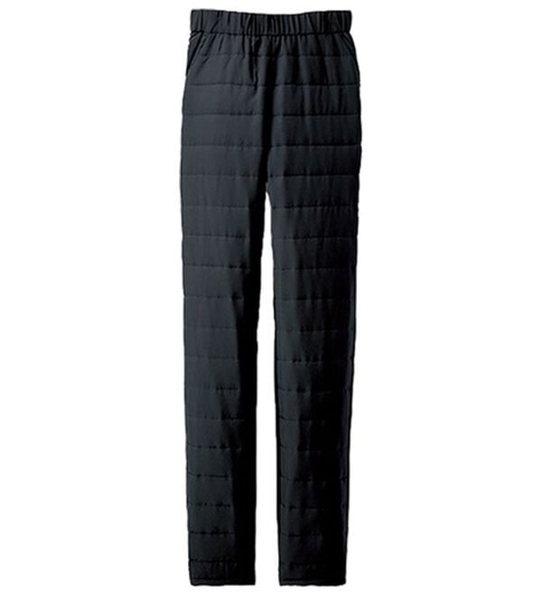 BELLUNA（ベルーナ）の「中わたで暖か！キルト切替＜ホカロン＞パンツ（フルレングスパンツ）」｜黒