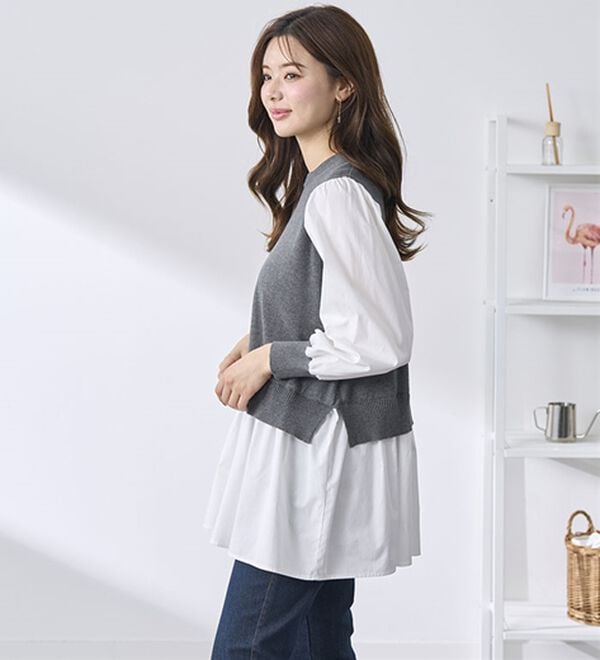 BELLUNA（ベルーナ）の「【２枚組】ベストドッキングチュニック（チュニック）」｜詳細画像