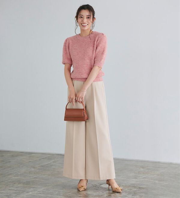 【Pierrot限定サイズ】楽ちんきれい高見えワイドパンツ ベルーナ【公式】