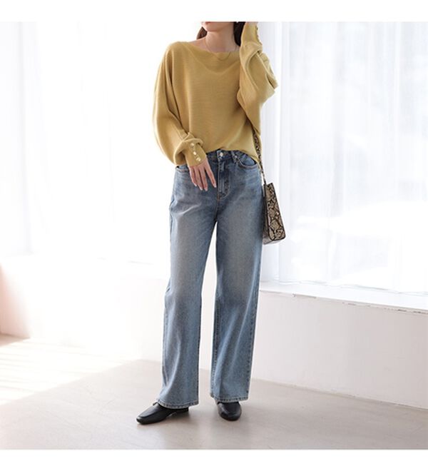 GeeRA（ジーラ）の「【長袖】袖ボタン付ドルマンニットトップス（ニット・セーター）」｜詳細画像