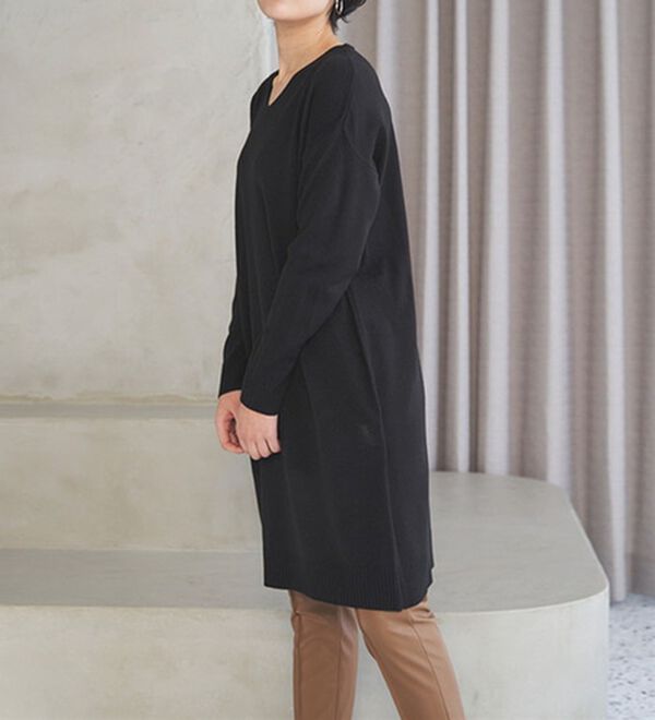 RANAN（ラナン）の「カシミヤタッチニットチュニックワンピース（チュニック）」｜詳細画像