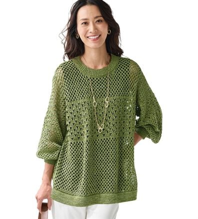 BELLUNA（ベルーナ）の「テープヤーン素材編地変化ニット（ニット・セーター）」