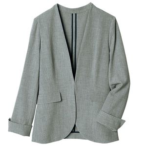 RANAN（ラナン）の「洗える！カラーレスボックスジャケット（ノーカラージャケット）」｜ライトグレー